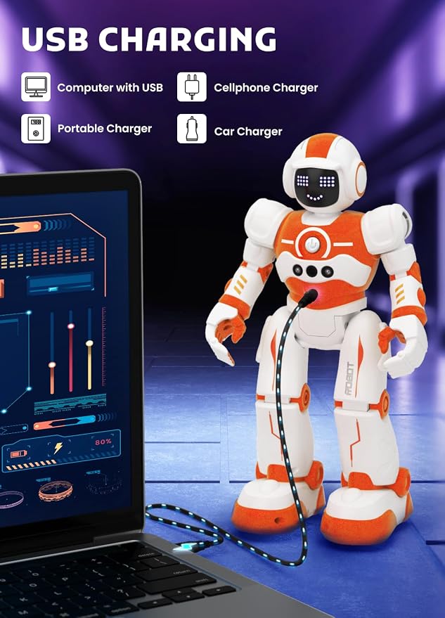 Robot Toys for Kids,Programmable Remote Control Smart Walking Dancing Robot Toy with Gesture & Sensing for Age 4 5 6 7 8 9 10 Year Old Boys Girls for Birthday Present,Orange - Image 4