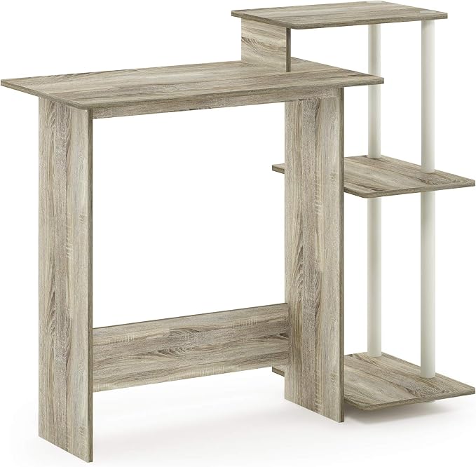 Furinno Efficient 29-Inch Oak Computer Desk with Side Shelves, Gaming Desk with 3 Open Shelves, Home Office Desk, for Home Office, Study Room, Dorm, Bedroom, Light Oak - Image 6