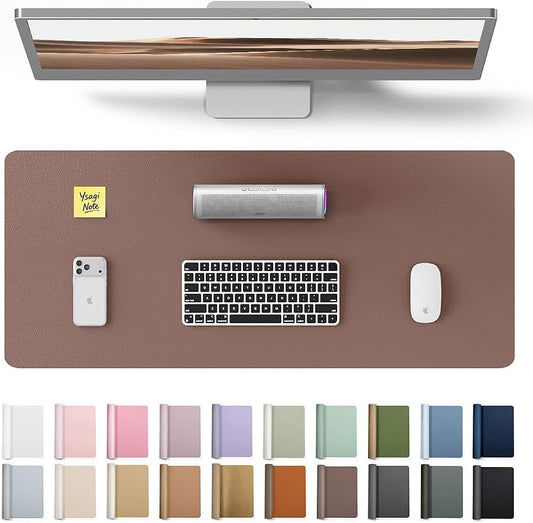 YSAGi Leather Desk Protector, Office Mat, Large Mouse Mat, Non-Slip PU Leather Blotter, Laptop Pad, Waterproof Writing Pad for Office and Home (Chocolate, 23.6" x 13.8") by YSAGi