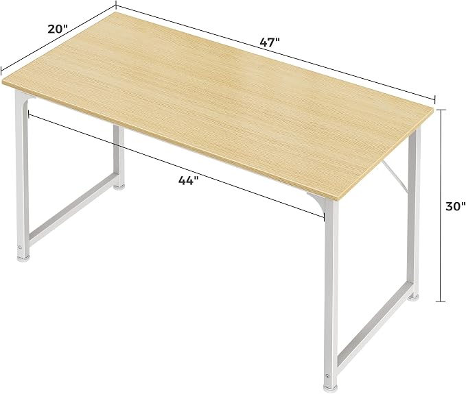 Huuger Computer Desk, 48 Inch Office Desk, Gaming Desk with Storage, Writing Desk Work Desk for Home Office, Study, Modern Simple Desk, Large Legroom, Metal Frame, Maple - Image 3