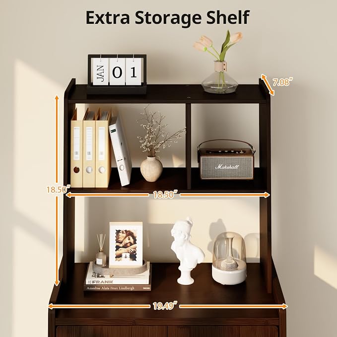 Bamboo Folding Desk with Bookshelf, Foldable Desk for Small Spaces, Brown | Space-Saving Computer Desk with Storage, Compact Size, Writing Study Table for Home Office, Bedroom, Dorm, Apartment - Image 2