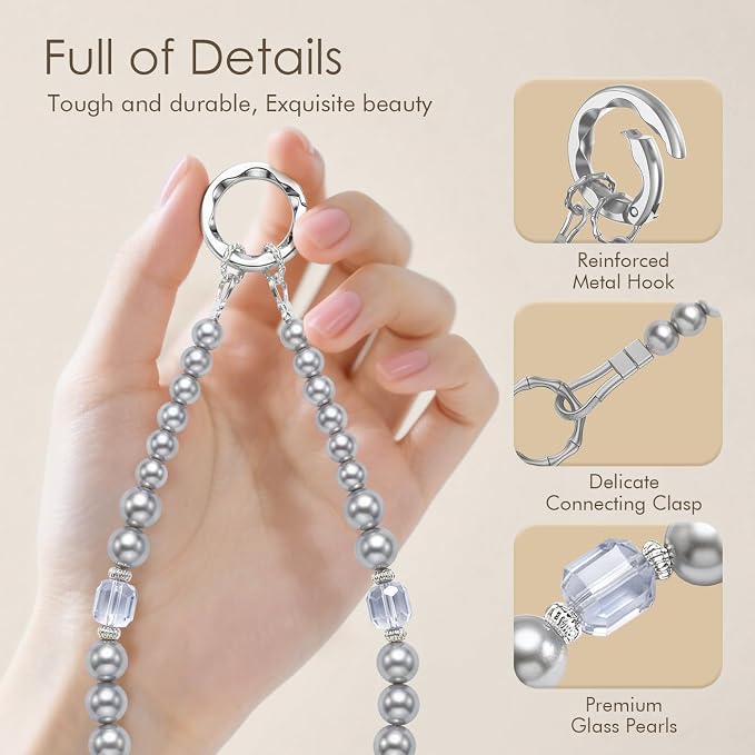 SURPHY Phone Charm, Handmade Beaded Phone Wrist Strap with Tether Tab | Phone Charm Strap, Phone Chain with Premium Metal Buckle, Wrist Strap Fits Cellphone Cases, Wallets, Bags, Keys - Image 4