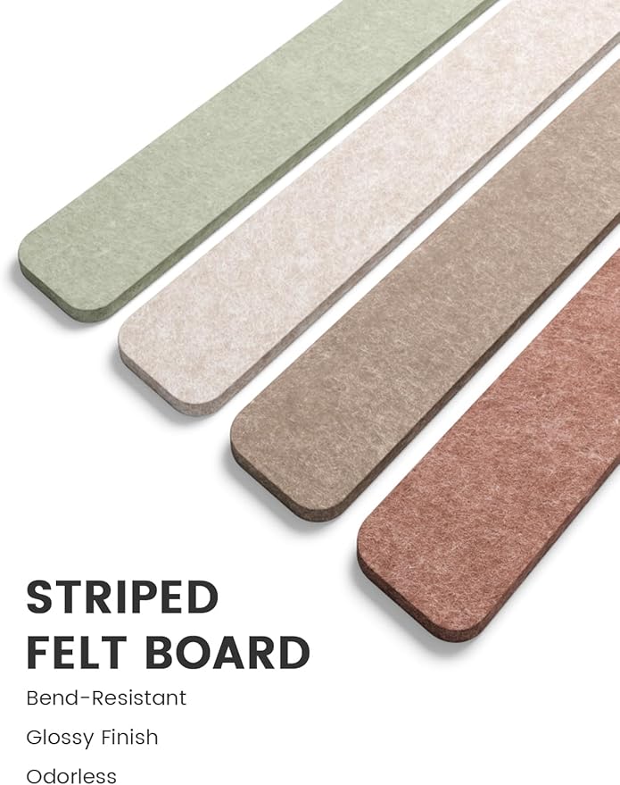 Fluxynara 13" x 2" Felt Wall Panels, Boho | 5-Pack Cork Board Alternative with 35 Push Pins, Adhesive Mounting for Bedroom Door or Home Office - Image 3