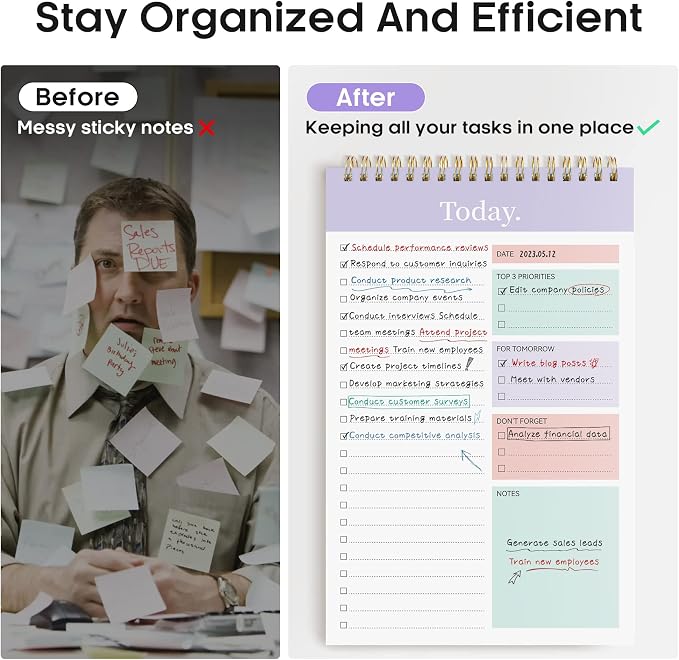 Taja To Do List Notepad, Undated Daily Planner for Work and Goal Setting | Violet Dream, 52 Sheets, 9.8" x 6.5" , for Office, Home and school, Daily Task Planning, Notes and Everyday Organization - Image 5
