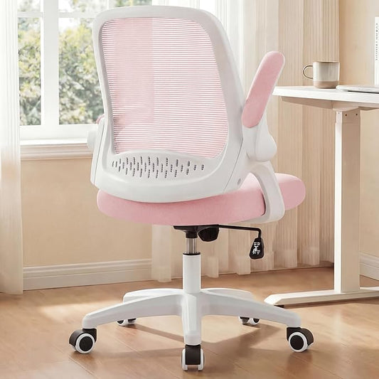 NEO CHAIR Office Desk Gaming Ergonomic Computer Chair with Lumbar Back Support Adjustable Height Swivel Rolling Wheels Flip-up Arms Mesh Chair for Home Vanity (Pink) | Lumbar Support, Height Adjustment, 360° Swivel and Rolling Base, Space-Saving Design... by NEOCHAIR