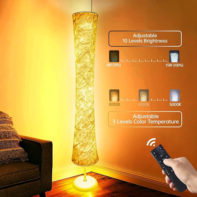 WORLD WIN Floor Lamp, 61'' Smart RGB LED Corner Lamp with Music Sync and 16 Million DIY Colors, 3 Color Temperature, APP & Remote Control, Color Changing Standing Floor Lamp with Stand - Image 3