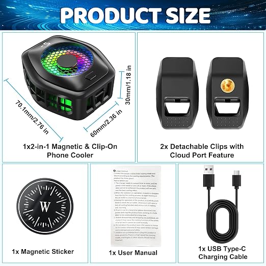 Jremreo 2-in-1 Magnetic & Clip-On Phone Cooler – Semiconductor-Powered Gaming Cell Phone Cooling Fan Radiator for iPhone/Android/iPad/Tablet – Gaming, Video Calls, Live Broadcasting, and Vlog Use - Image 2
