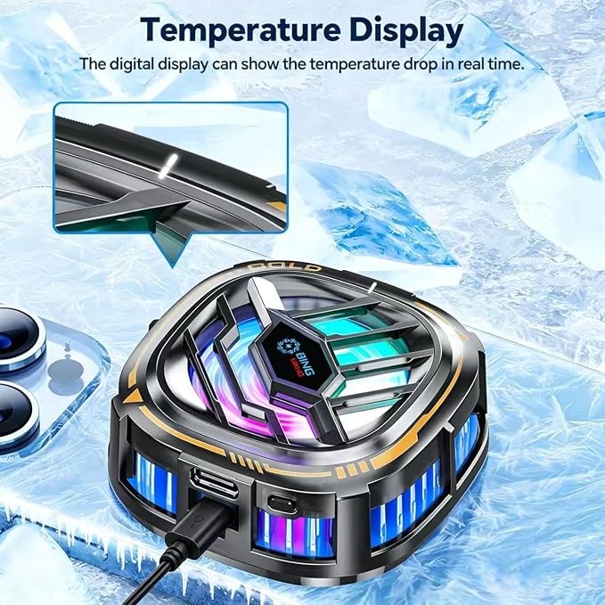 CHONCHOW Magnetic Cell Phone Cooler, RGB Phone Cooling Fan Portable Lightweight Mobile Phone Cooling Fan, Phone Radiator with Larger Cooling Area for Phone/Tablet/IPad (with Digital displays) - Image 4