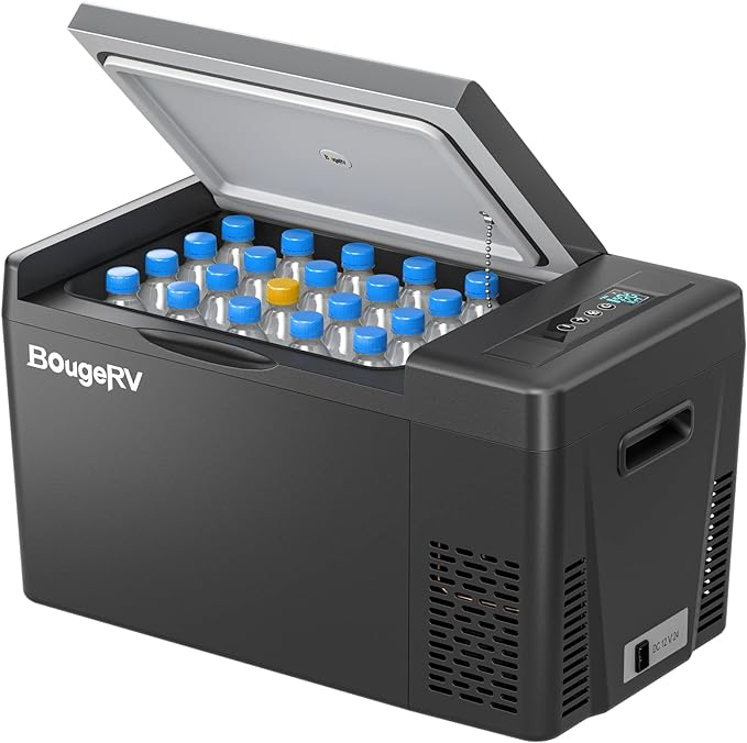 BougeRV 12 Volt Refrigerator 12V Car Fridge 23 Quart Portable Freezer Compressor Cooler 12/24V DC 110~240V AC for Truck Van RV SUV Boat Travel Camping Road Trips Tailgating -8℉~50℉ (Black) by Unknown
