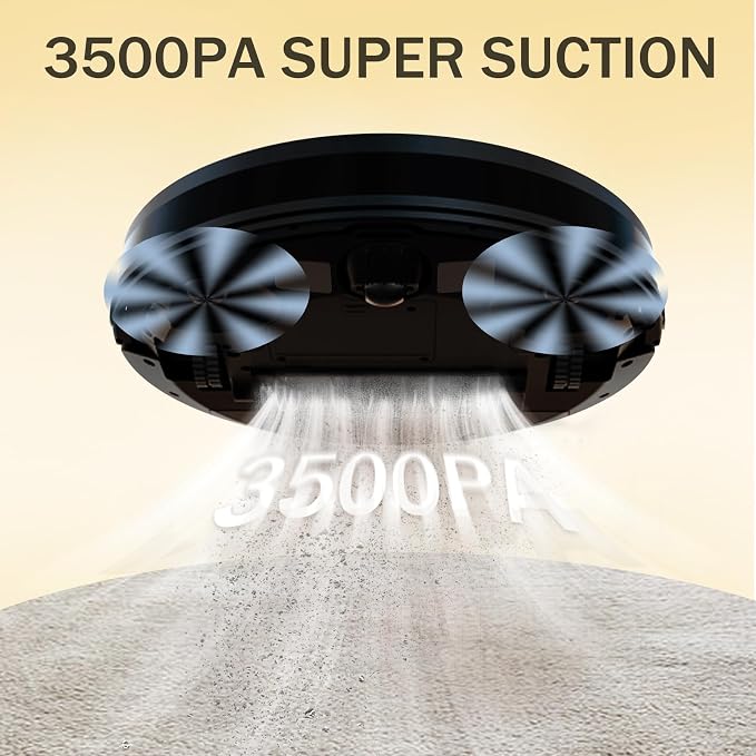 Robot Vacuum and Mop combo, 3500Pa Vacuum Cleaner Robot Navigation with high efficient roller brush, 60dB Robot Vacuum Cleaner with APP Control,Blue tooth, Ideal for Pet Hair, Carpets, Hard Floors - Image 3