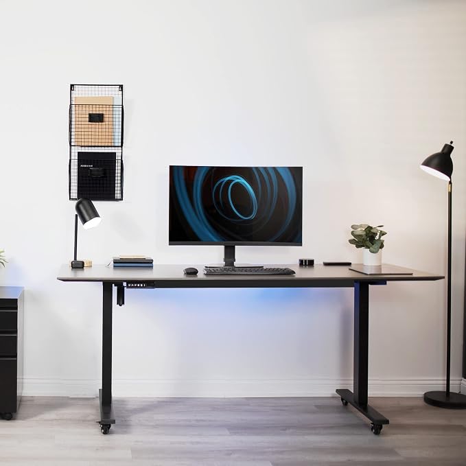 VIVO Mechanical Free Standing Single Monitor Mount Desk Stand, Tall Height Adjustable Arm for Screens up to 32 inches, Black, STAND-V001V - Image 2