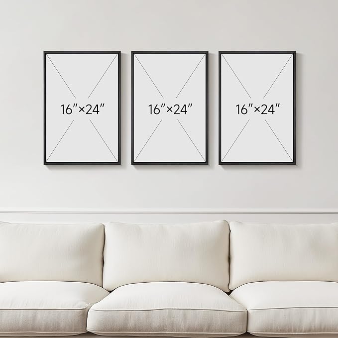 Framed Boho Black and White Abstract Wall Art, 3 Piece Modern Beige Canvas Prints Paintings Artwork for Walls, Black Geometric Pictures for Living Room Bedroom Hallway Office Wall Decor 16x24 In - Image 3