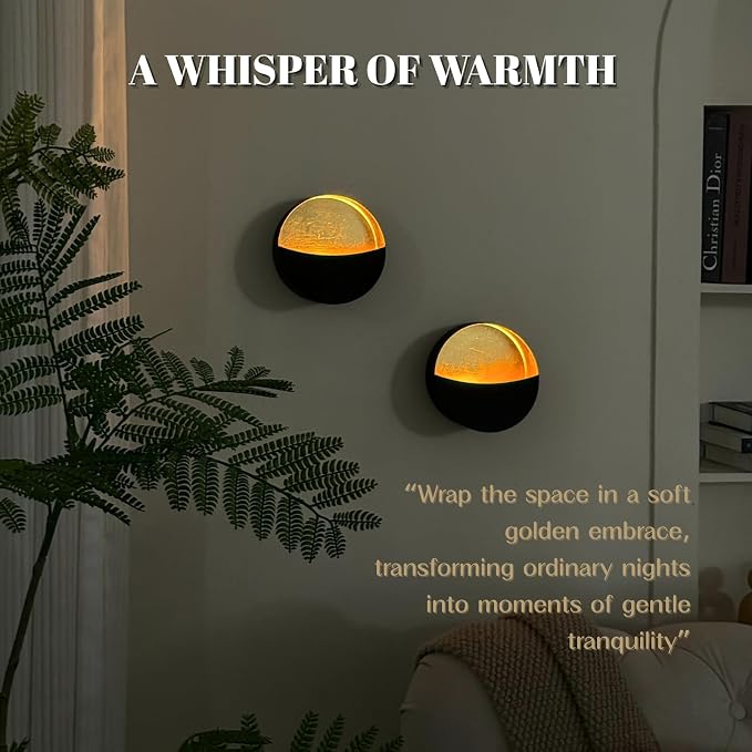 Eclipse Wall Candle Holder Set of 2, Metal Candle Sconces with Brushed Wood Grain and Gold Interior, Christmas Wall Decor for Living Room, Bedroom, and Modern Farmhouse - Image 5