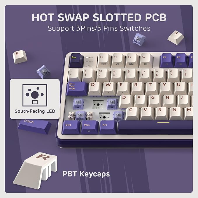 RK ROYAL KLUDGE S98 Wireless Mechanical Keyboard w/Smart Display & Knob | 96% RGB Wireless Gaming Keyboard BT/2.4G/USB-C, Hot Swappable Custom Keyboards, Creamy Sound Silent Computer Keyboard - Image 5