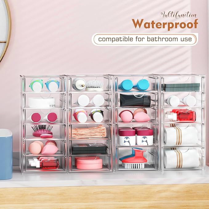 ARSTPEOE 30-Drawer Acrylic Storage & Makeup Organizer for Desk, Bath | Smooth-glide drawers, clear acrylic, stackable , dustproof, wipe-clean, for perler beads, rhinestones, googly eyes, lego bits - Image 5