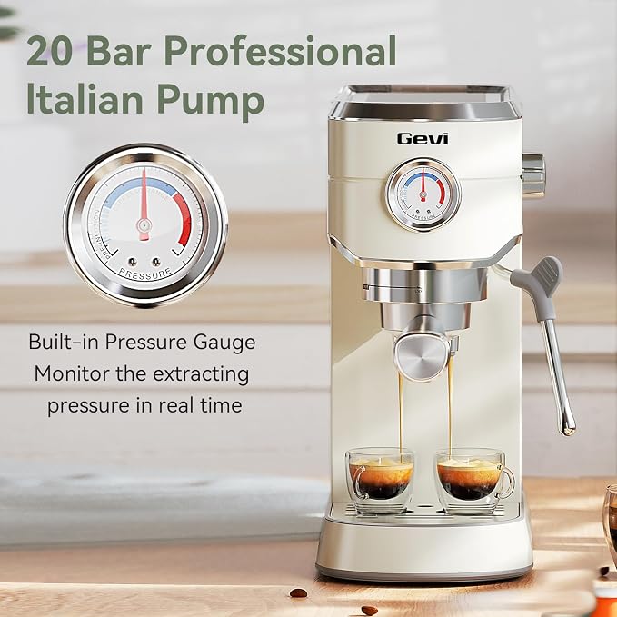 Gevi 20Bar Espresso Machine,Compact Coffee Maker with Adjustable Steam Wand | Removable Water Tank; Include Necessary Accessories; Can Make Americanos、Latte; Easy to Clean and Maintain; - Image 4