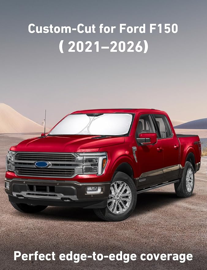 EcoNour Ford F150 Windshield Sun Shade 2021-2024 2025 2026 Custom Fit Sunshade for Lariat, King Ranch, Platinum, XL, XLT, Limited, Raptor Front Windshield Sunshade, Car Accessories - Image 2