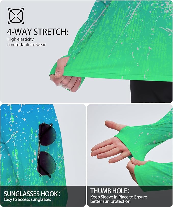 ZITY Men's Sun Protection Shirts Long Sleeve Rash Guard Hoodie UV UPF 50+ Fishing Running Athletic Sweatshirts - Image 3
