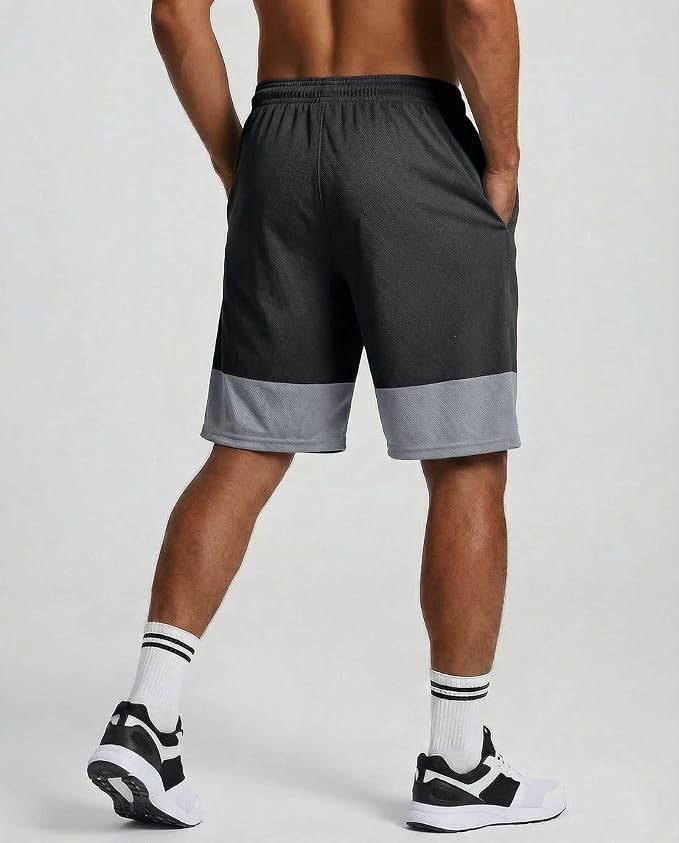 5 Pack Men's Mesh Shorts Athletic Basketball Sports Gym Workout Pockets | Cooling Moisture-Wicking, 9", Long, Quick-Dry, Breathable, Elastic Drawstring Waistband. Running, Exercise, Soccer, Training. - Image 7