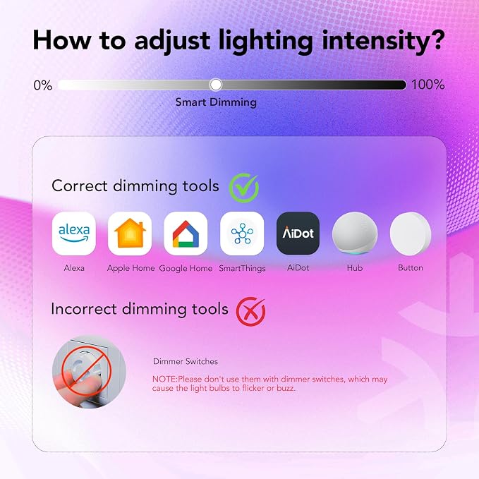 OREiN Matter Smart Light Bulb, Smart Light Bulbs Work with Apple Home, Alexa, Google Home, SmartThings, A19 Color Changing Light Bulbs 2.4Ghz WiFi, 800 Lumens Equivalent 60W 6Pack - Image 6