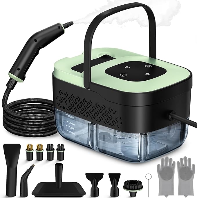 Steam Cleaner, Portable Steamer for Cleaning with 16pcs Accessories, 6-Level Adjustable and 15s Heat-Up, Handheld Steam Cleaner for Home, Tile, Dirt, Grout, Grease, Car Detailing by WSRYYCC