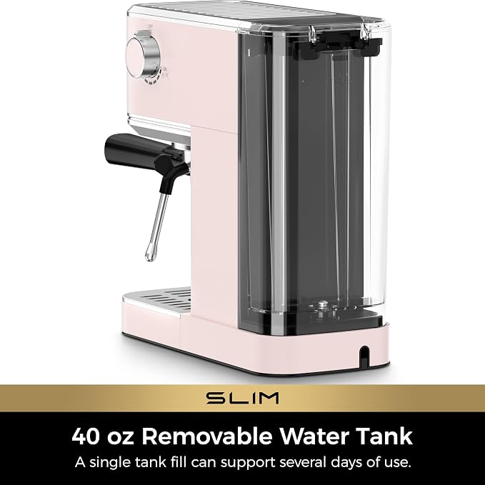 CHULUX Slim Espresso Machine with Milk Frother for Home Cappuccino, Pink | Precise Pressure Gauge, Food-Grade Materials, 20 Bar Italian Pump, Professional Temperature Control System, Stainless Steel - Image 7