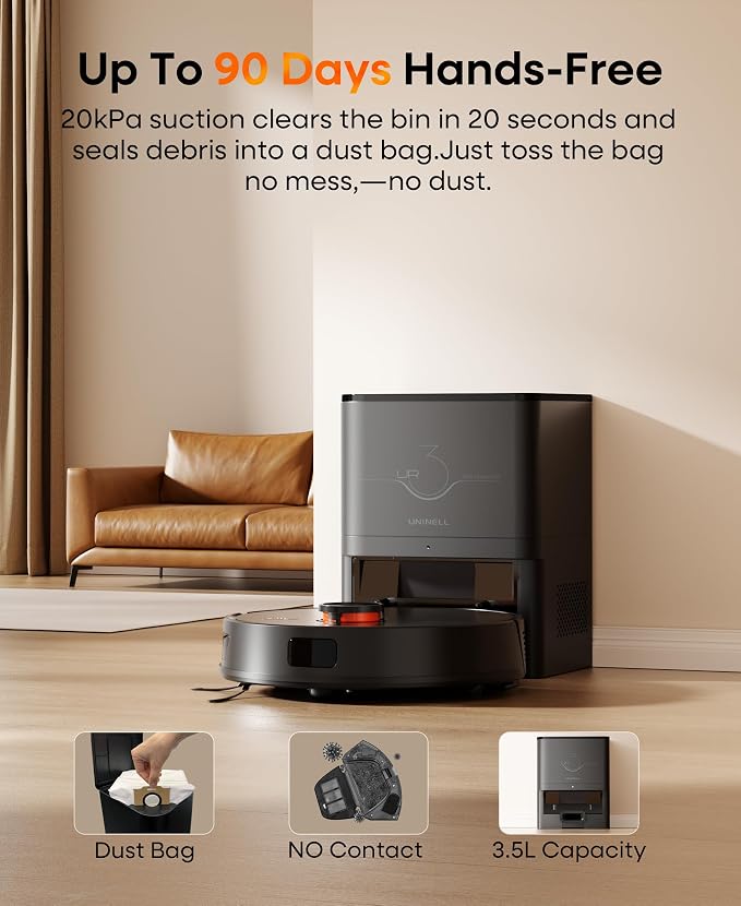 Robot Vacuum and Mop 7000Pa LiDAR Self-Empty Station | Robot Vacuum Ultra quiet cleaning, Alexa voice control, customizable no-go zones for multi-floor households carpets pet hair - Image 3