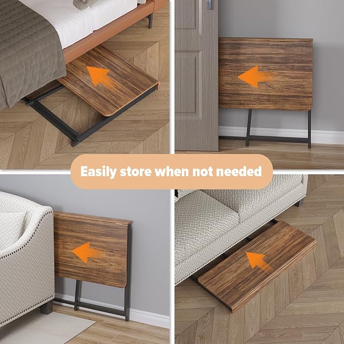 WOHOMO Folding Desk, 47.2" Foldable Computer Table for Small Spaces, Walnut | Easy Assembly and Fold, Sturdy Home office desks for Study Bedroom Dorm Space Saving Writing Work Apartment - Image 4