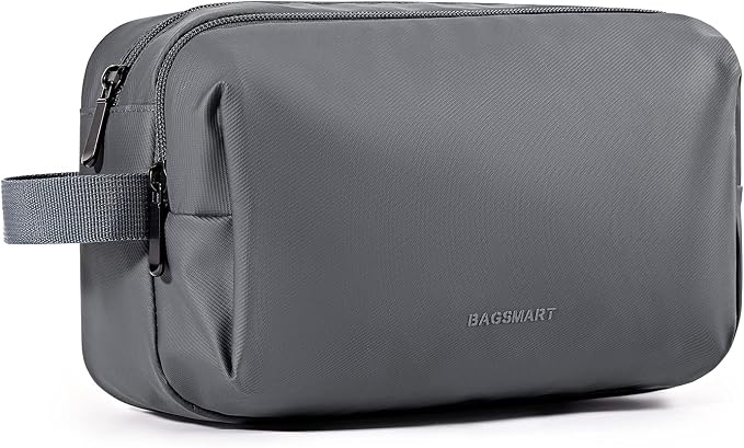 BAGSMART Toiletry Bag for Men, Travel Toiletry Organizer Dopp Kit Water-resistant Shaving Bag for Toiletries Accessories, Door Room Essentials,Grey-basic by BAGSMART