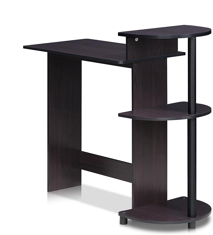 Furinno Compact 29-Inch Brown Computer Desk, Office Desk with 3 Side Shelves, Rectangular Home Office Desk, Gaming Desk for Home Office, Bedroom, Study Room, Dark Mocha - Image 7