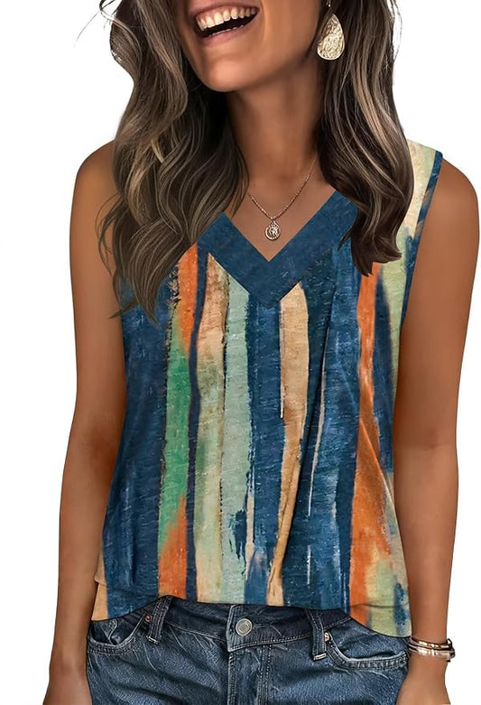 Zeagoo Tank Top for Women V Neck Loose Fit Sleeveless Summer Tops Business Casual Outfits Dressy Blouses Shirts by Zeagoo