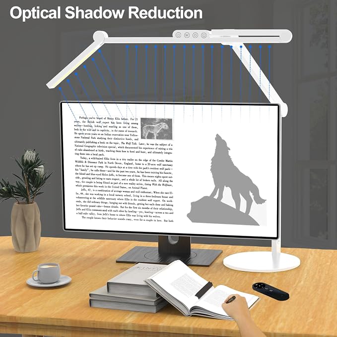 Micomlan Architect Desk Lamp for Home Office, 24W Adjustable Led Desk Light with Remote, 1500LM Bright Dimmable Computer Table Light Rotatable Office Lamp with Base for Cafting Monitor - Image 5