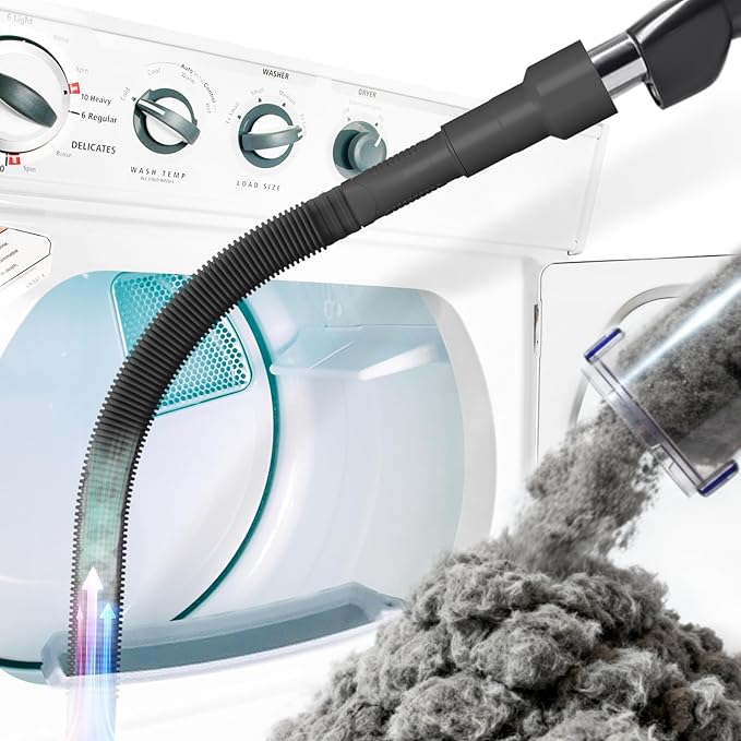 Holikme Dryer Vent Cleaner Kit – Black Lint Vacuum Attachment | Dryer Vent Vacuum Hose Replacement Parts Reach Deep Inside Vents - Remove Hidden Lint, Speed Drying & Reduce Fire Risk by Holikme
