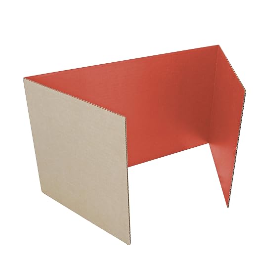 Flipside Products 18”x 48” Red Study Carrel, Privacy Boards, Student Privacy and Focus Booth for The Classroom, Desk Divider Cubby for Tests, Made in USA - 24 Pack by FlipsideProducts