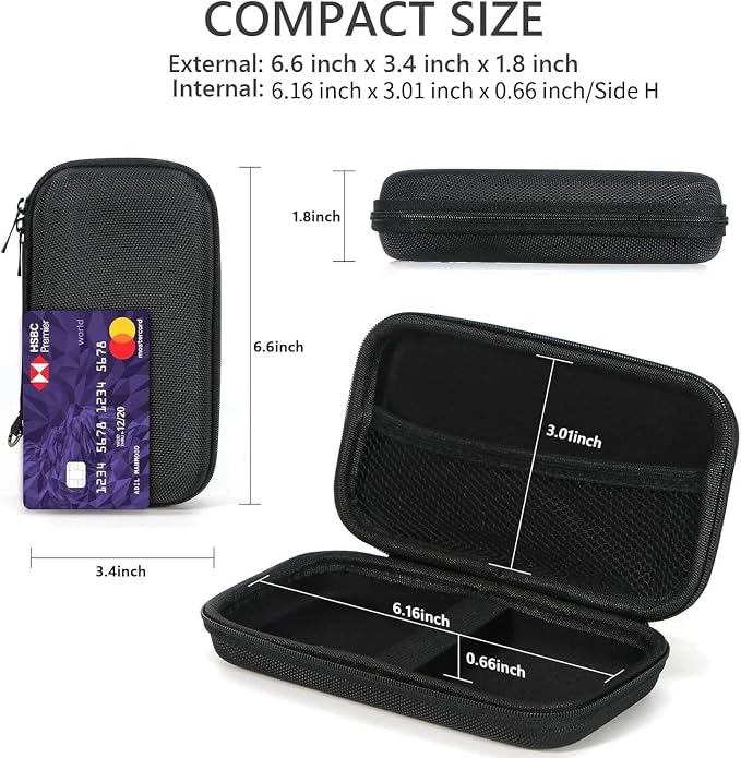 Portable Protection Hard EVA Case for External Battery, Cell Phone, GPS, Hard Drive, USB/Charging Cable, Small Carrying Bag Mesh Inner Pocket, Zipper Enclosure, Universal Travel Pouch Bag - Image 2