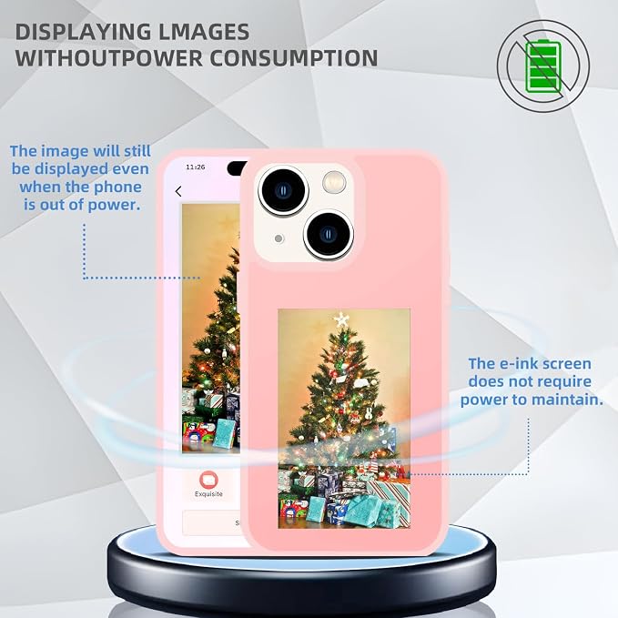 Smart Ink Phone Case,Compatible with iPhone 15 Pro,Custom Image Display AI Cell Phone Case,Electronic Ink Phone Case,Anti-Drop Silicone DIY Phone Case Pink - Image 6