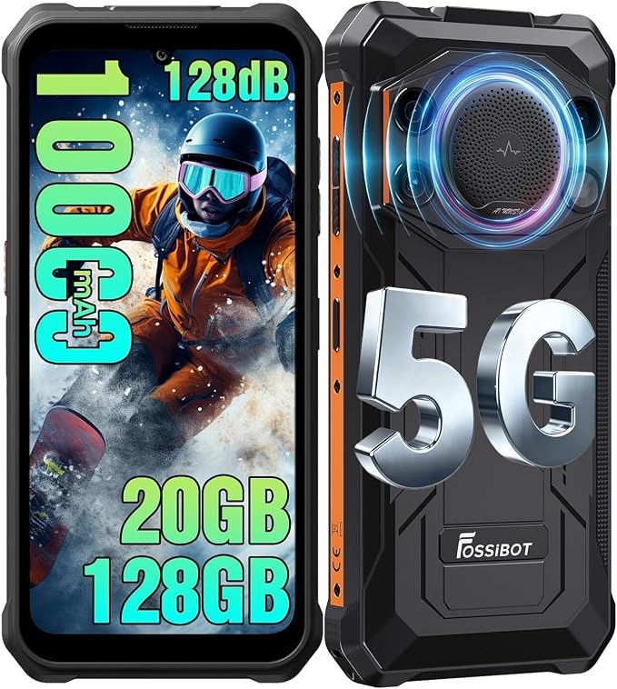 FOSSIBOT F110Pro 5G -10000mAh Rugged Phone Android 15, MTK Dimensity 6300+ Smartphone 128dB Louder Speaker, 20GB+128GB -2TB Cell Phone, 6.745" FHD Display, 50MP Ai Camera, 5G Dual SIM by FOSSIBOTSolarGenerator