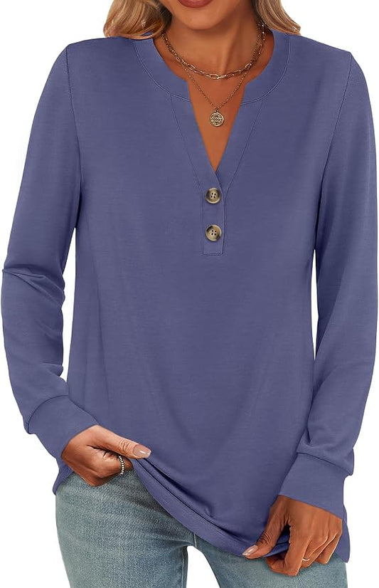 ANRABESS Women's Long Sleeve Shirts 2026 Spring Fashion Dressy Casual Tops Trendy Henley Blouses Cute Work Outfits Clothes by ANRABESS