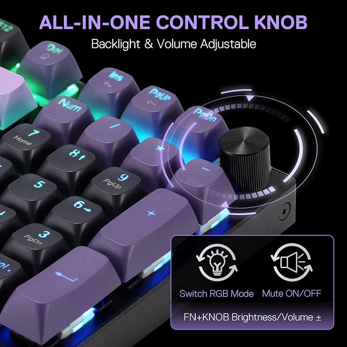 Redragon K740 PRO Wireless RGB Gaming Keyboard, Aluminum Base & Knob, 95% | Rock-Solid Metal Build, Multi-Function Control Wheel, Creamy Custom Switch, Swap-Ready Socket, Fade-Resistant PBT Keycap - Image 3
