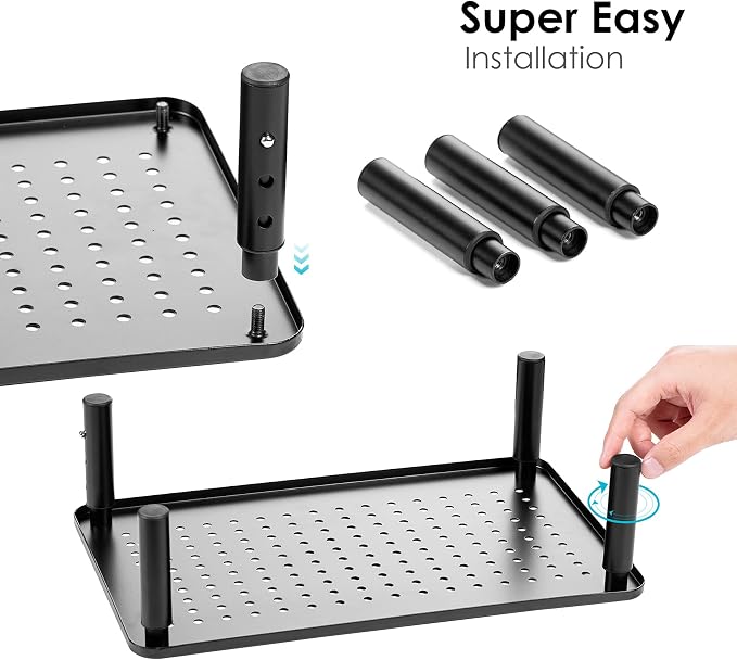 LOTEYIKE Monitor Riser Desktop Stand, Flat Screen TV Monitor Stand Riser, Sturdy Metal Laptop Computer Monitor Stand Shelf for Printer, iMac, 3 Height Adjustable PC Stand with Mesh Platform - Image 5