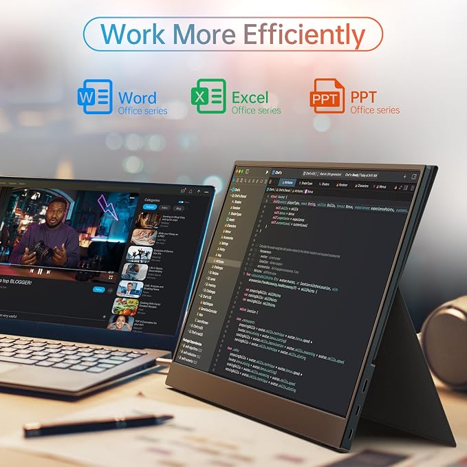 MNN 4K Portable Monitor 15.6" 3840x2160 UHD USB-C HDMI Laptop Monitor, 100% Adobe RGB IPS Computer Gaming Display HDR w/Speakers & Smart Cover,for Laptop Xbox PS5 Switch PC Phone | 15.6" 4K UHD IPS 100% Adobe RGB HDR, USB-C/HDMI, speakers+smart cover, ... - Image 7