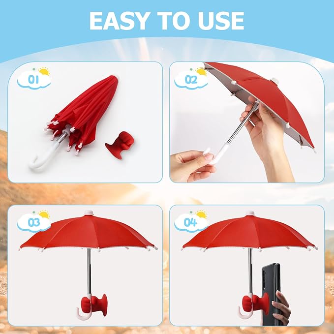 Phone Umbrella Stand, Sun Shade Mini Umbrella for Cell Phone with Adjustable Fist Style Suction Cup, Universal Anti-Glare Sun Visor for Outdoor - Image 3