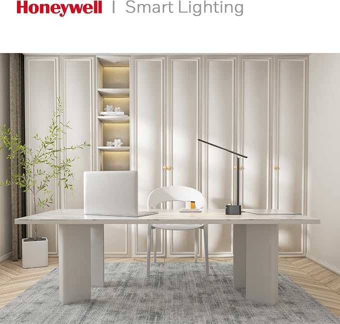 Honeywell Sunturalux™ LED Desk Lamp with USB Charging Ports HWT-H01 - Stepless Dimmable Eye Caring Desk Light for Home Office Bedroom Bedside College Dorm, Foldable Table Lamp Reading Lamp Black - Image 7