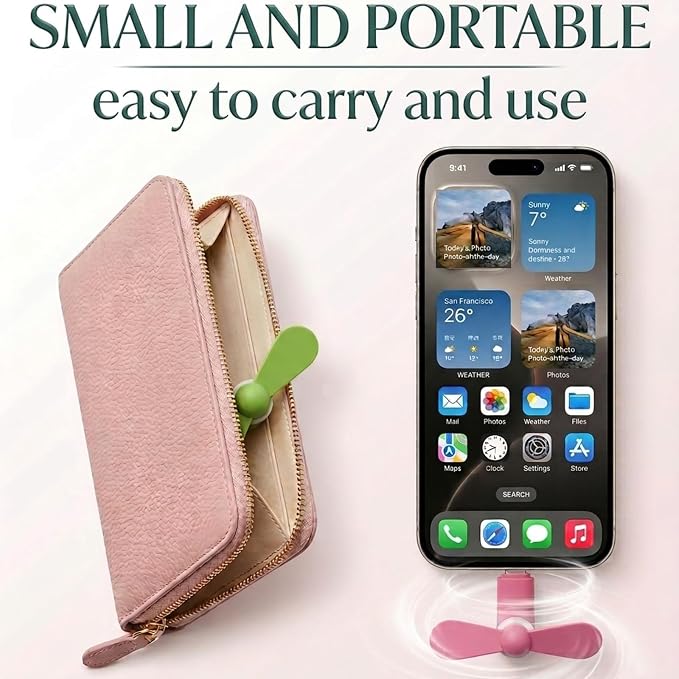 6Pack Type USB C Tiny Portable Phone Fan, Compatible with Apple iPhone 16/16p/16promax 15/15 Pro /15 Pro Max, Compatible with Samsung Galaxy S24 / S23 / 23 Ultra/ 24 Ultra/25 Ultra - Image 2