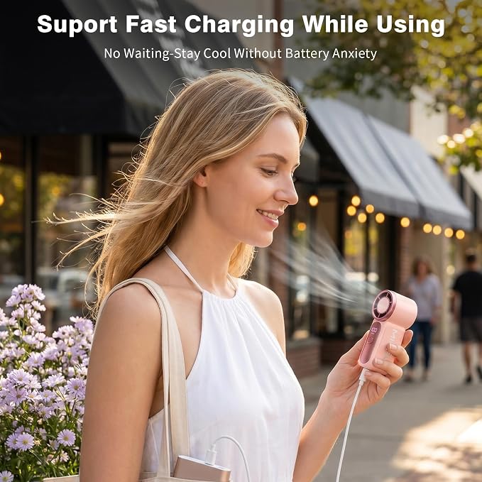 Portable Handheld Mini Fan, Mini Portable Fan with 6 Speeds, 16920 RPM Turbo High Speed Airflow, USB Rechargeable Small Personal Fan with LED Display, Pocket Hand Fan for Travel Makeup Outdoor Office - Image 3