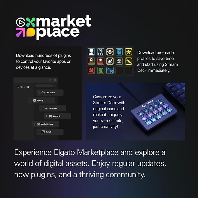 Elgato Stream Deck Scissor Keys Workflow Controller | Tactile, responsive macro keys, Monitor CPU, GPU, ping, FPS, LED-lit icons, Regular plugin updates, Windows and macOS - Image 7