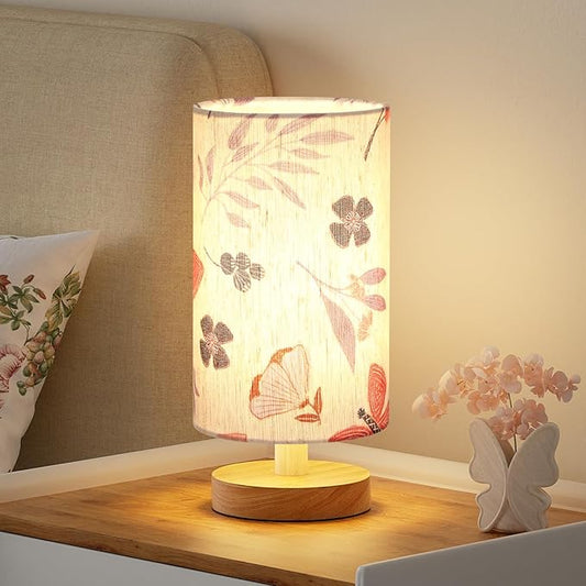 Fenmzee Small Table Lamps (Butterfly Cream Shade, 9" Inline Control) | 3000K LED Blub Included | 680 Lumens | Easy Assembly | Minimalist Design | E26 | for Kitchen | for Kids Room by Fenmzeelighting