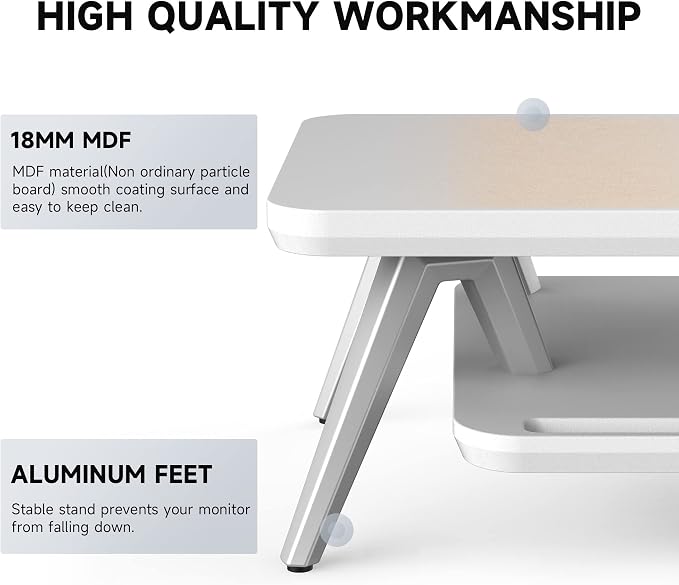 Fenge Monitor Stand, Monitor Stands Riser for Desk, 23.6 Inch Wood Desk Shelf with Storage Organizer and Cable Management for Office Desk Accessories - Image 3