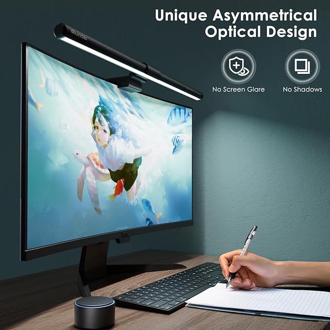 Quntis Monitor Light Bar PRO+ with Remote Control, Fit for Curved/Flat Monitor, Eye-Care USB Computer Lamp Dimmable Screen Light Bar with Auto-Dimming, No Glare Home Office Gaming Desk Lamp - Image 6
