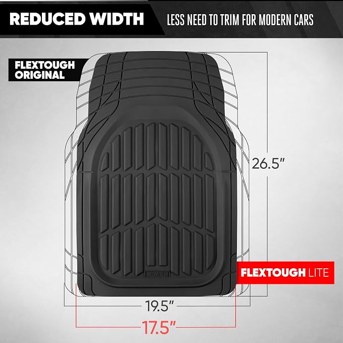 Motor Trend FlexTough LITE Rubber Car Mats Full Set - All Weather Floor Mats for Cars & SUVs - Automotive Waterproof Black Car Floor Mats for Cars Interior Accessories Universal Trim-to-Fit - Image 7